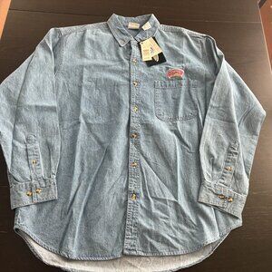 NEW Vintage 1998 Mens Pro Edge San Antonio Spurs NBA Denim Shirt Size Large